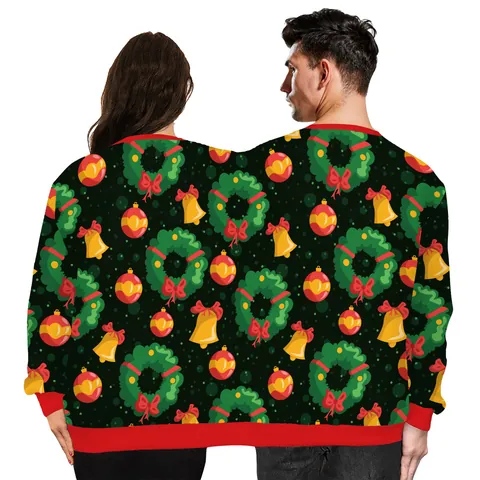 Lustiger Pärchen Ugly Christmas Sweater Für Personen 3D Gedruckt Holiday Mops Rentier Rundhals Langarm Neuheit Sweatshirt Top