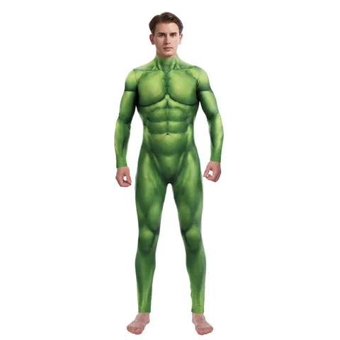 Unisex 3D Muskel Druck Overall Muskulöser Superheld Cosplay Kostüm Für Halloween Bühne Performance Party Slim Fit Body