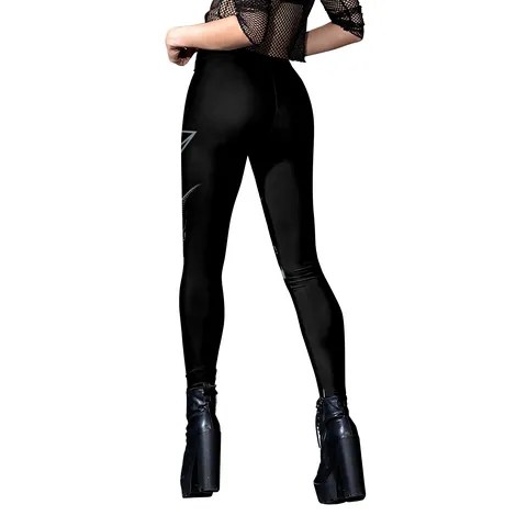 Leggings da Yoga con Stampa Occulta Gotica Punk da Donna Vita Alta Elastico Poliestere Fitness Collant Grafica Teschio