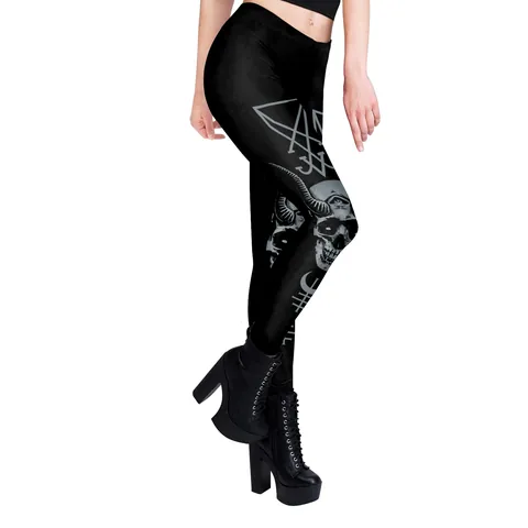 Leggings da Yoga con Stampa Occulta Gotica Punk da Donna Vita Alta Elastico Poliestere Fitness Collant Grafica Teschio