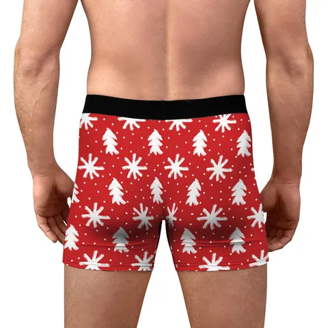 Herren Weihnachten Boxershorts Polyester Mischung Urlaub Unterwäsche Schneemann Weihnachtsmann Atmungsaktiv Mittlere Taille Festlich