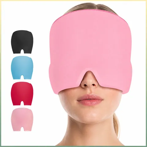 Gorro Alivio Migraña Compresa Fría Máscara Gel Para Dolor de Cabeza Estrés Tela Lycra Envoltura Cabeza Terapia Frío