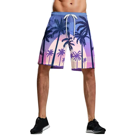 Short de Plage pour Hommes à Séchage Rapide Avec Imprimé Tropical Taille Élastique Cordon de Serrage Maillot de Bain pour Vacances d'Été Surf Board Shorts