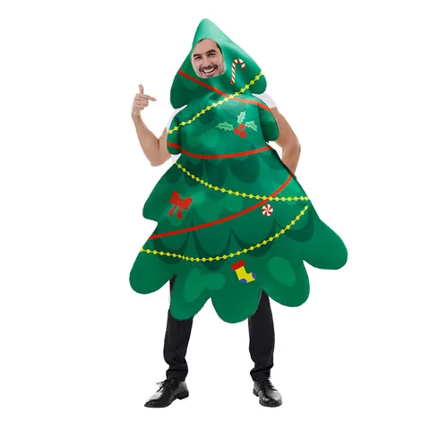 Adult Christmas Tree Costume And St Patrick Day Shamrock Outfit For Women Funny Holiday Party Stage Performance Wear