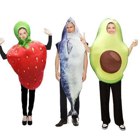 Funny Unisex Adult Fruit Strawberry Avocado Fish Cosplay Costume Sponge Fabric For Halloween Party Stage Performance Prop