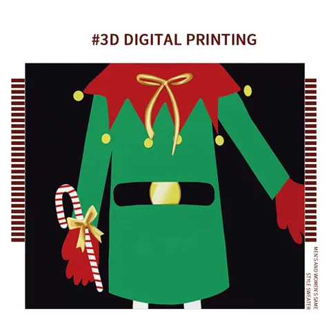 Twin Connected Ugly Christmas Sweater Funny Santa Elf 3D Digital Print Pullover Hoodie For Couples Friends Party Wear Tops