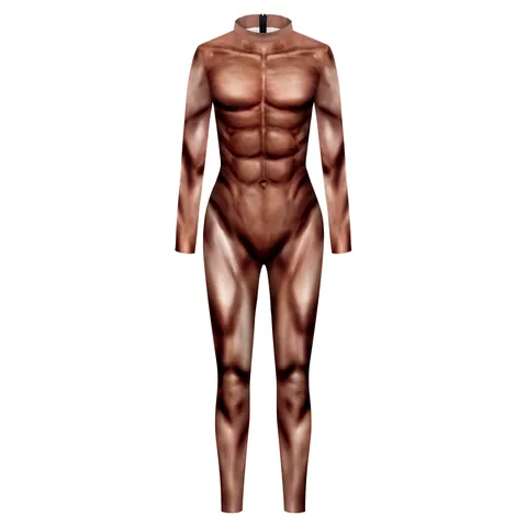 Realistic Muscle Print Jumpsuit 3D Anatomical Body Suit With Back Zipper For Halloween Cosplay Party Stage Performance Men Women