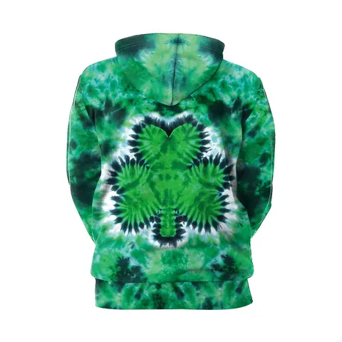 St Patrick Day Women Green Tie Dye Hoodie Shamrock Clover Digital Print Long Sleeve Plus Size Hooded Sweatshirt With Pocket