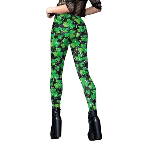 Women's St. Patrick's Day Shamrock Printed Leggings High Waist Stretchy Yoga Pants Holiday Party Trousers