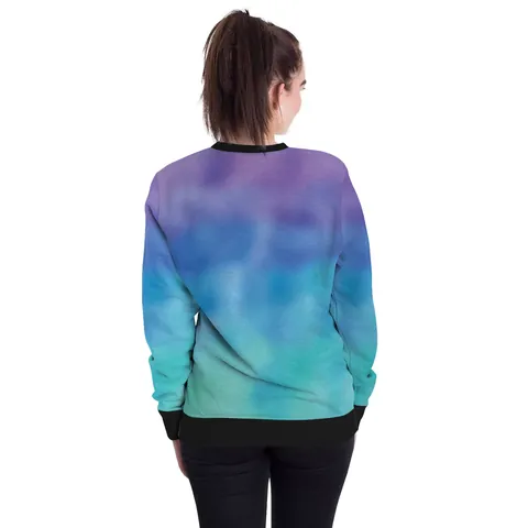 Sudadera Artística Degradada para Mujer Estampado Silueta de Rama de Árbol Cuello Redondo Manga Larga Pullover Ajuste Holgado Casual Top de Poliéster