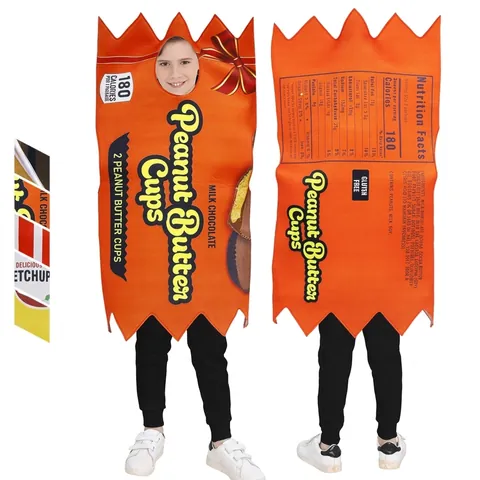 Kids Funny Halloween Food Cosplay Costume Sponge Fabric Chocolate French Fries Ketchup Suit For Stage Performance Props