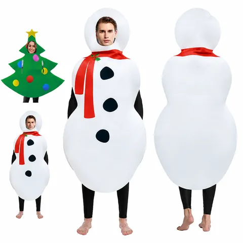Adult Kids Christmas Snowman Tree Novelty Costume Polyester Sponge Party Dress Up Outfit For Holiday Stage Performance