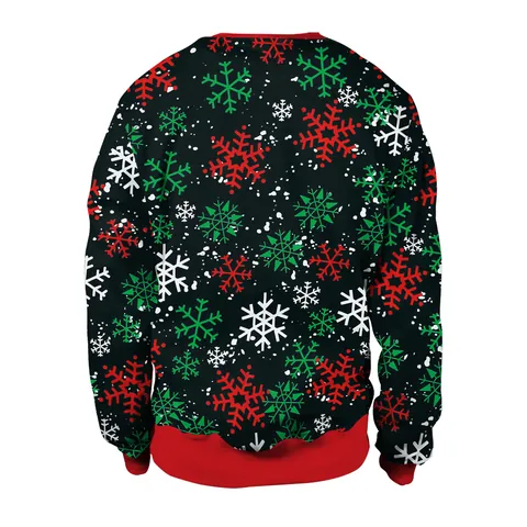 Women Men Casual Christmas Sweatshirt Ugly Sweater Style Snowflake Jesus Reindeer Print Round Neck Long Sleeve Pullover