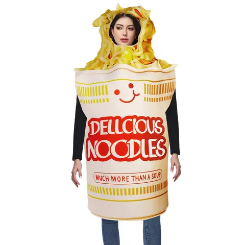 Costume de Cosplay de Nouilles en Coupe Amusant pour Adultes Costume de Scène Créatif en Éponge Imprimé Fête