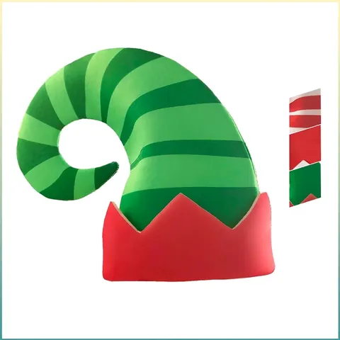 Cappello da Elfo di Natale a Righe Accessorio per Costume Festivo per Festa Spettacolo Adulti Bambini Cappello Morbido a Punta Curva