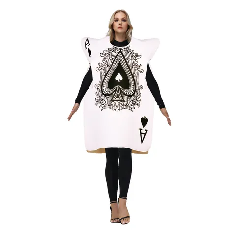 Disfraz de Fiesta de Cartas de Juego para Adultos As de Picas Joker Tejido de Esponja Carnaval Halloween Cosplay Escenario