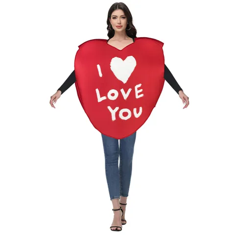 Erwachsene Rotes Herz Kostüm Lustig Valentinstag Performance Tunika Schwamm Verbundgewebe Party Cosplay Outfit