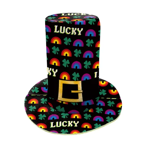 Cappello a Cilindro Verde San Patrizio Con Fibbia Trifoglio Plaid Motivo Lucky Cappello da Festa in Costume per Uomo Donna