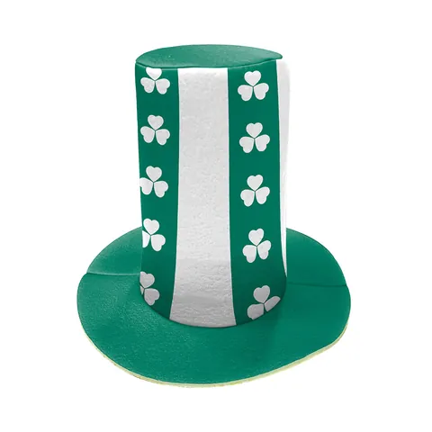 St Patricks Day Hat Green Irish Festival Tall Top Hat Shamrock Printed Plaid Costume Party Leprechaun Hat For Adult Kids