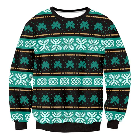 St. Patrick's Day Sweatshirt Voor Dames Losse Ronde Hals Lange Mouw Pullover Klaver Tie-Dye Digitale Print Casual Top