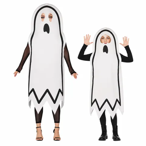 Halloween Ghost Costume Funny Horror Printed Cosplay Outfit For Unisex Adult Kids Stage Performance Role Play Party Costume
