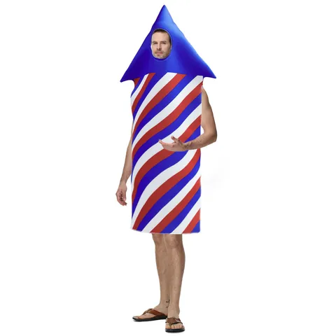 Independence Day Firework Rocket Performance Costume Sponge Novelty Funny Jumpsuit For Adult Child Stage Cosplay Party Wear