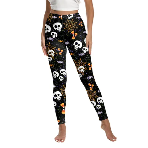 Women Halloween Leggings High Waist Yoga Pants Pumpkin Bat Printed Festive Skinny Tights Harlequin Diamond Fitness Pants