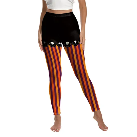 Leggings da Yoga a Vita Alta da Donna con Stampa Fantasma di Zucca di Halloween Pantaloni Sportivi Aderenti Elastici per Feste
