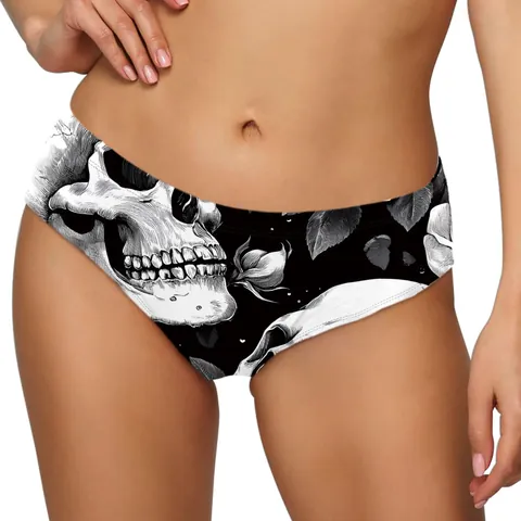 Mutandine da Donna Halloween a Righe con Stampa di Teschio Seta di Latte Sexy a Vita Bassa Senza Cuciture Intimo