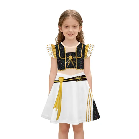 Girls Stage Performance Dress Top And Skirt Outfit Kids K-POP Cosplay Costume Party Dance Clothing No Sleeve Performance Wear
