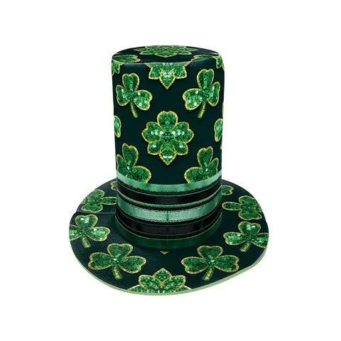St Patrick's Day Καπέλο Ψηλό Πράσινο Τριφύλλι Πούλια Στρας Φεστιβάλ Αξεσουάρ Κοστουμιών για Ενήλικες Παιδιά Πάρτι Διακόσμηση Κελτικού Κόμβου