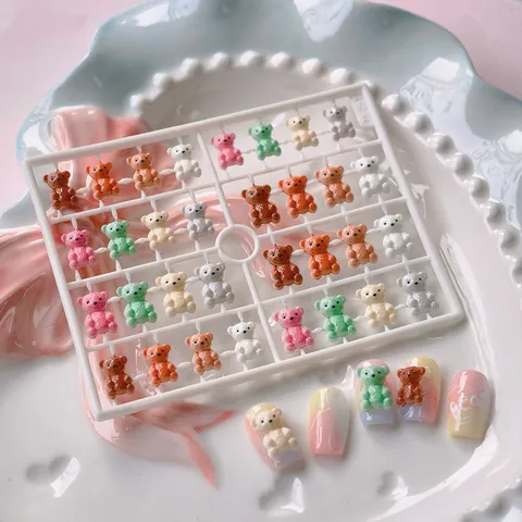 3D Resin Bear Nail Art Charms TX057 Macaron Mixed Colors DIY Manicure Decorations For Professional Salon And Home Use