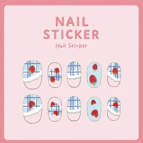 3D Embossed Strawberry Heart Nail Art Stickers Matte Relief Self Adhesive Nail Decals For Kids Women DIY Decoration