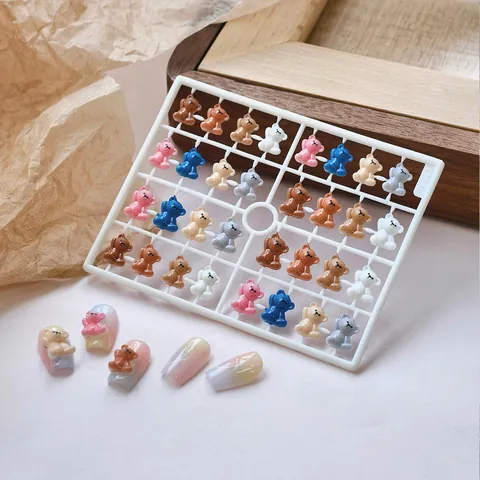 3D Resin Bear Nail Art Charms Multi-color High Precision 8K Carving Tiny Bear Nail Decorations For Manicure DIY Tools