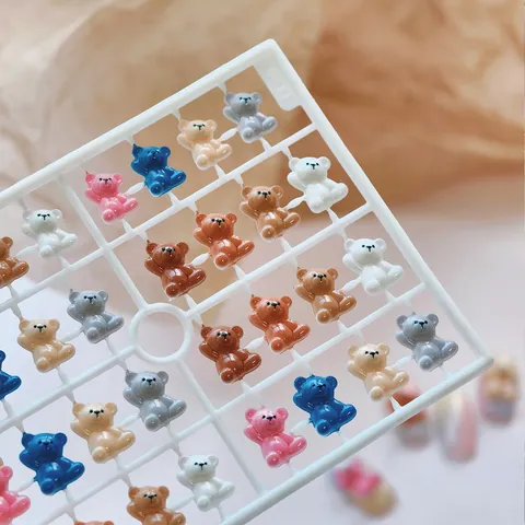 3D Resin Bear Nail Art Charms Multi-color High Precision 8K Carving Tiny Bear Nail Decorations For Manicure DIY Tools