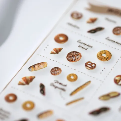Realistic Bread And Cookies Pattern Nail Art Stickers Croissant Pretzel Matcha Cookie Self Adhesive DIY Decals For Women