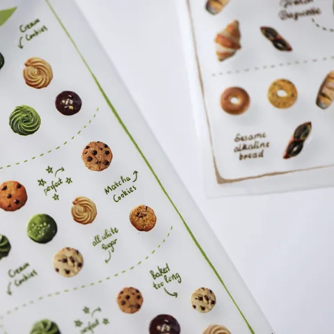 Realistic Bread And Cookies Pattern Nail Art Stickers Croissant Pretzel Matcha Cookie Self Adhesive DIY Decals For Women