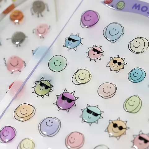 3D Relief Nail Art Stickers Cute Cartoon Smiley Face Sun Pattern Epoxy Resin DIY Manicure Decor Decals For Women