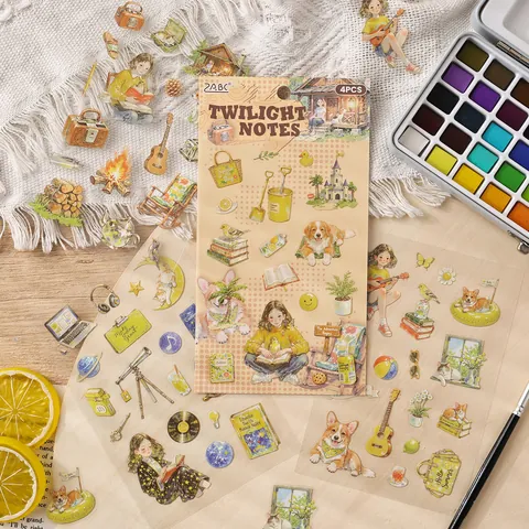 Cartoon Charakter Wasserdichte PET Scrapbook Aufkleber Handgezeichnete Illustration Dekorative Aufkleber Für DIY Journaling Basteln