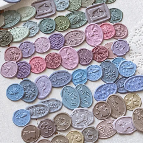 3D Embossed Foam Stickers Vintage Wax Seal Look Decorative PVC Stickers For Scrapbooking Journaling DIY Gift Envelope Sealing