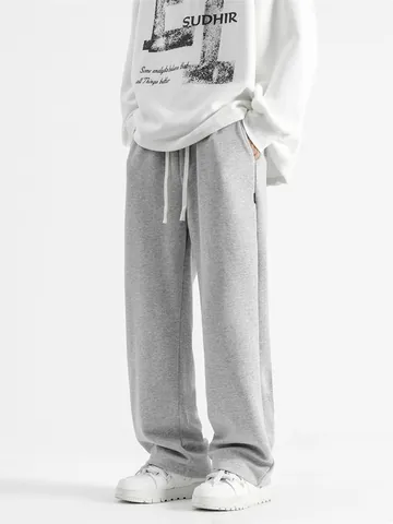 Men's Casual Wide Leg Sweatpants Loose Straight Drawstring Joggers For Youth Soft Breathable Athletic Sports Pants