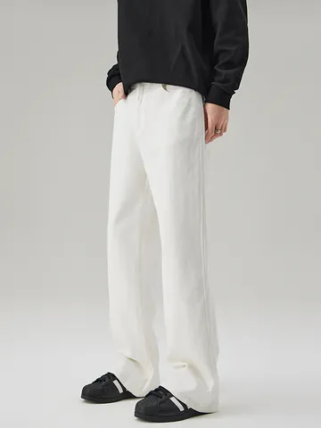 Ανδρικό Τζιν Stretch Βαμβακερό Slim Flare Streetwear Cleanfit Wide Leg Floor Length Παντελόνι Τζιν για Άνδρες Casual Πλυμένο Λευκό Μαύρο