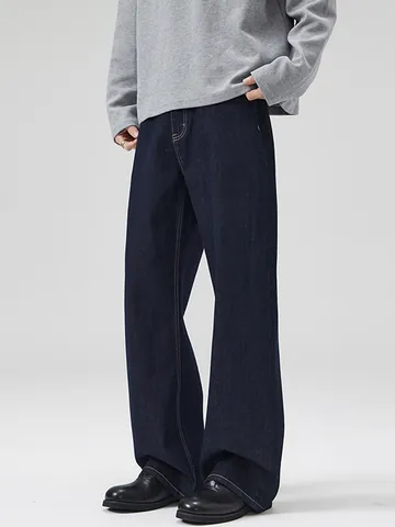 Herren Cleanfit Gerade Bein Lockere Jeans Vintage Raw Denim Kontrastnähte Washed Cotton Hose Für Casual Daily Wear