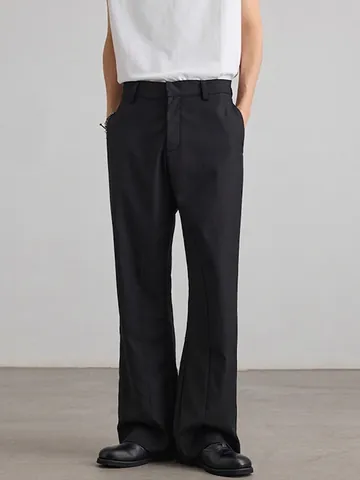 Men's American Basic Deconstructed Flare Trousers High Drape Waterproof Casual Cleanfit Micro Flare Pants Solid Color Long Trousers