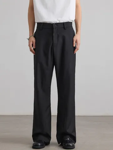 Men's American Basic Deconstructed Flare Trousers High Drape Waterproof Casual Cleanfit Micro Flare Pants Solid Color Long Trousers