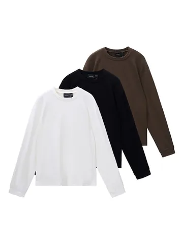 Herren Old Money Stil Langarm T-Shirt Boxy Fit Weiche Nylonmischung Rundhals Einfarbig Minimalistisch Lässiges Pullover Top