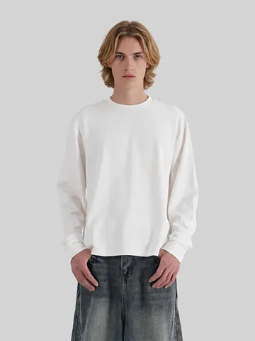 Herren Old Money Stil Langarm T-Shirt Boxy Fit Weiche Nylonmischung Rundhals Einfarbig Minimalistisch Lässiges Pullover Top