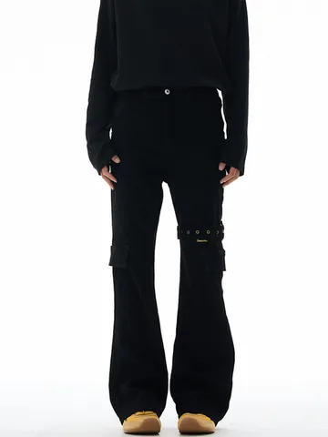 Pantaloni Cargo da Uomo High Street con Design a Cinturino Multi-tasca Slim Fit Elastico Micro Svasato in Misto Cotone Streetwear Casual