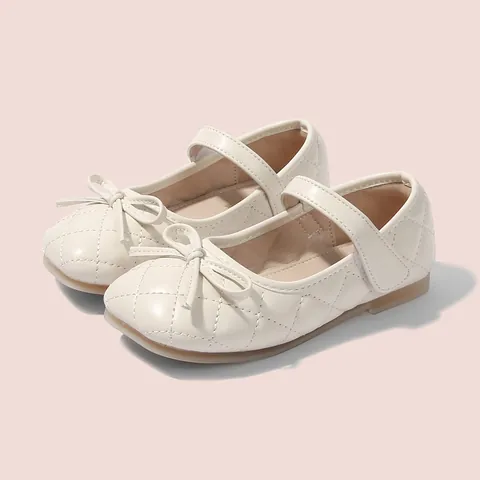Mädchen Mary Jane Schuhe Britischer Stil Prinzessin Kleiderschuhe Gesteppte Schleife Mikrofaser Leder Flache Schuhe Für Schule Hochzeit