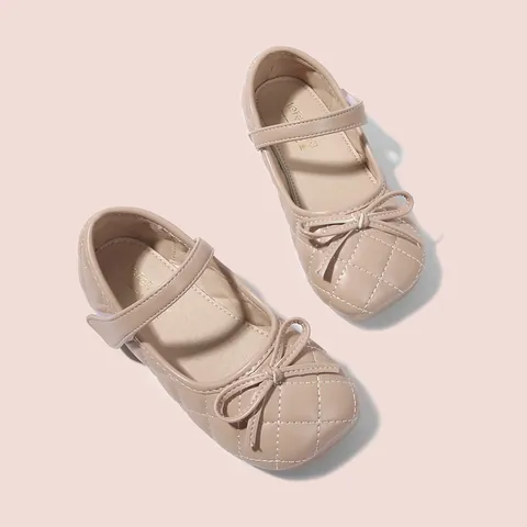 Mädchen Mary Jane Schuhe Britischer Stil Prinzessin Kleiderschuhe Gesteppte Schleife Mikrofaser Leder Flache Schuhe Für Schule Hochzeit